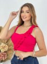 cropped top feminino com babados frontal 2224 com bojo e alÇas largas e grossas